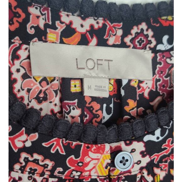 Ann Taylor LOFT floral boho long sleeve blouse - medium - Picture 2 of 6